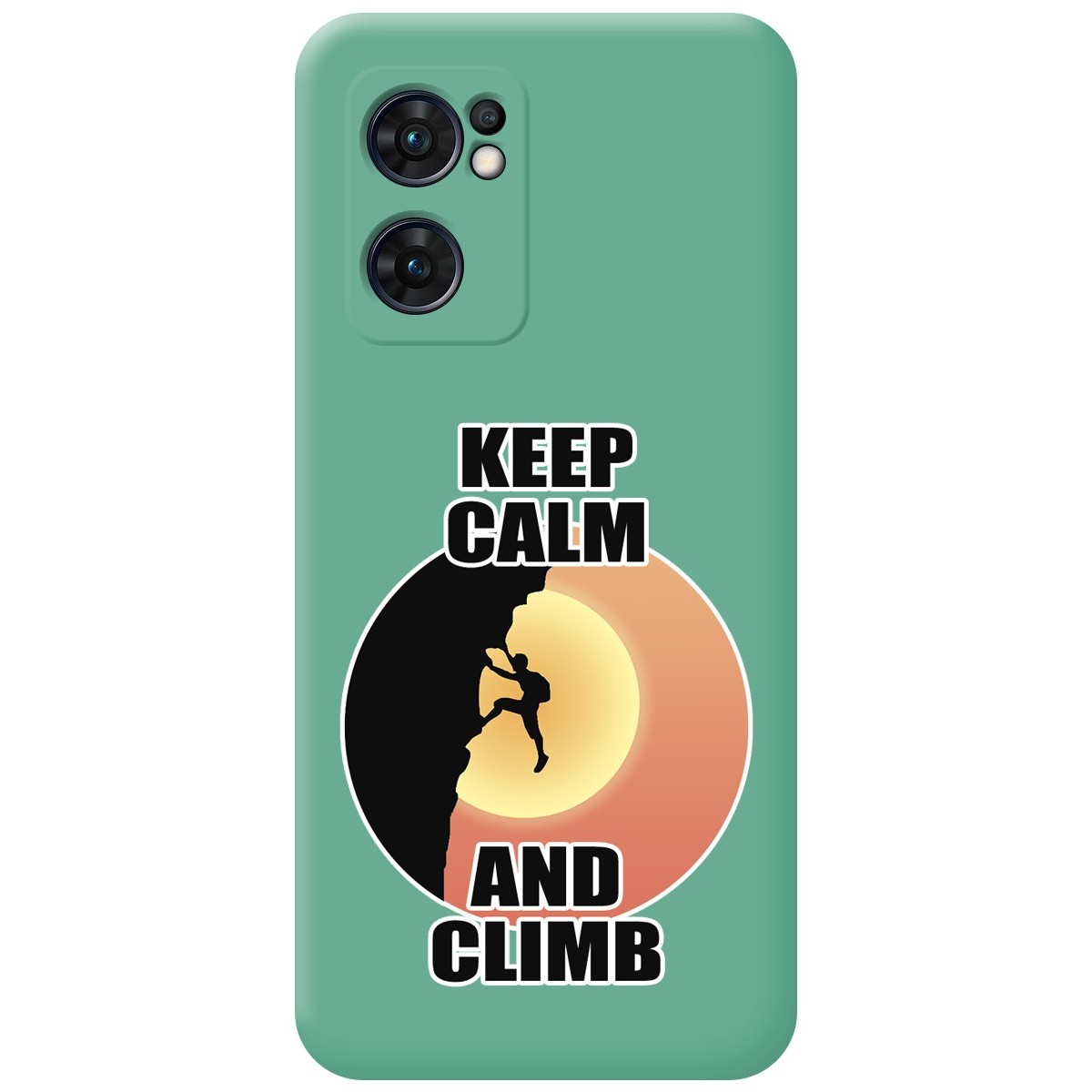 Funda Silicona Líquida Verde para Oppo Find X5 Lite 5G diseño Hombre Escalada Dibujos