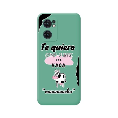 Funda Silicona Líquida Verde para Oppo Find X5 Lite 5G diseño Vaca Dibujos