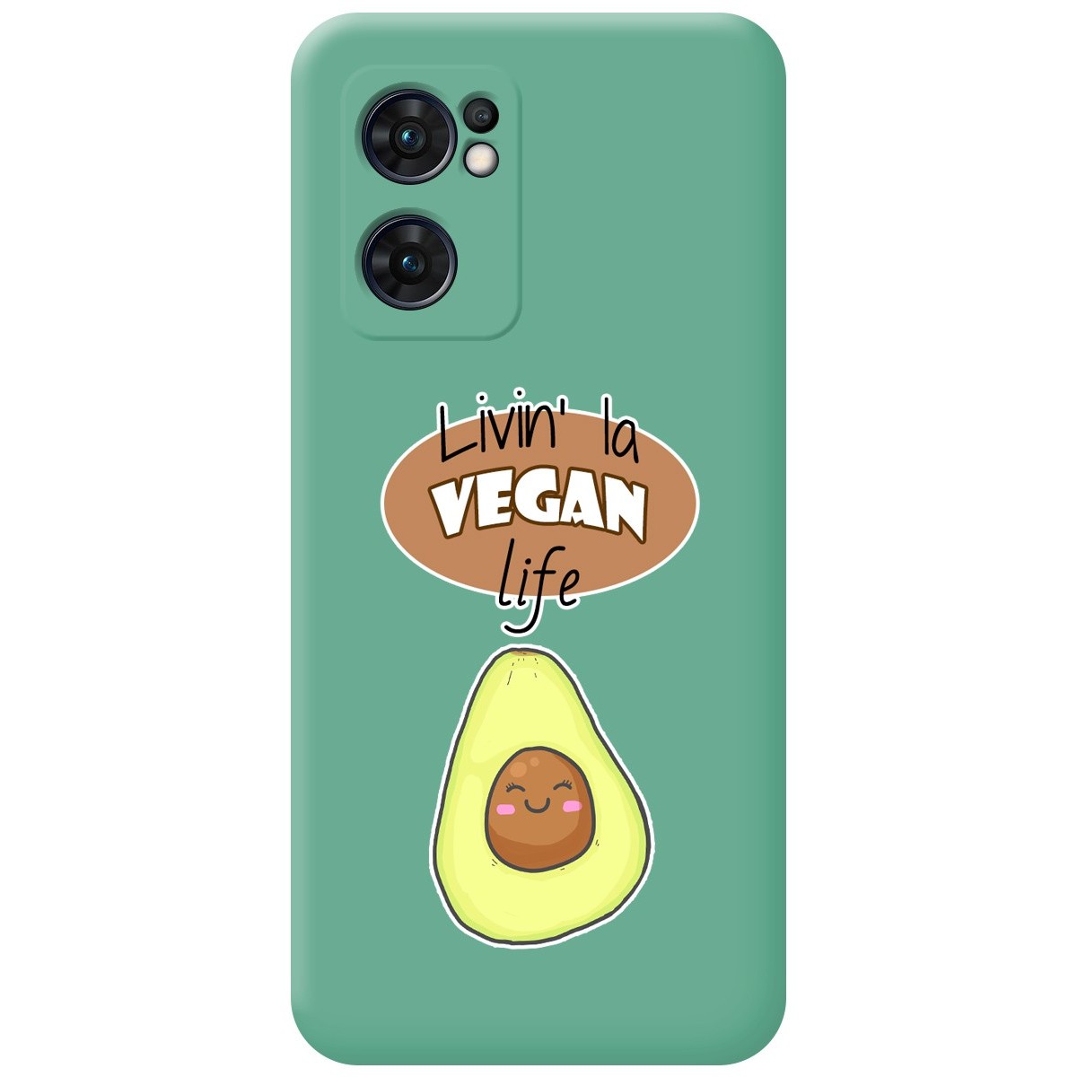 Funda Silicona Líquida Verde para Oppo Find X5 Lite 5G diseño Vegan Life Dibujos