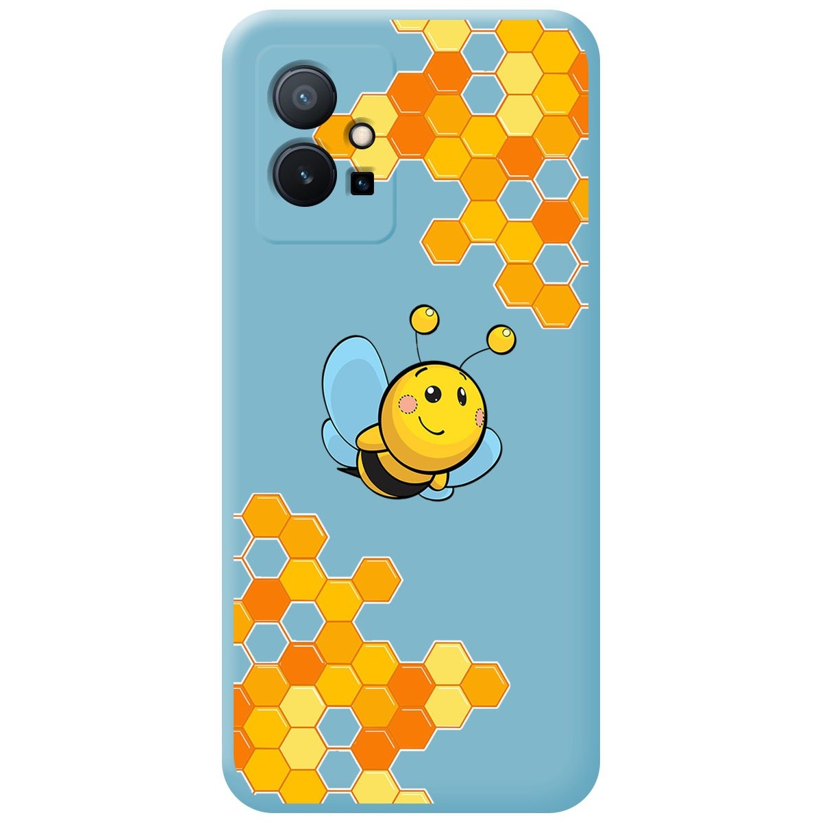 Funda Silicona Líquida Azul para Vivo Y55 5G diseño Abeja Dibujos