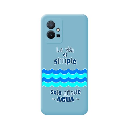 Funda Silicona Líquida Azul para Vivo Y55 5G diseño Agua Dibujos
