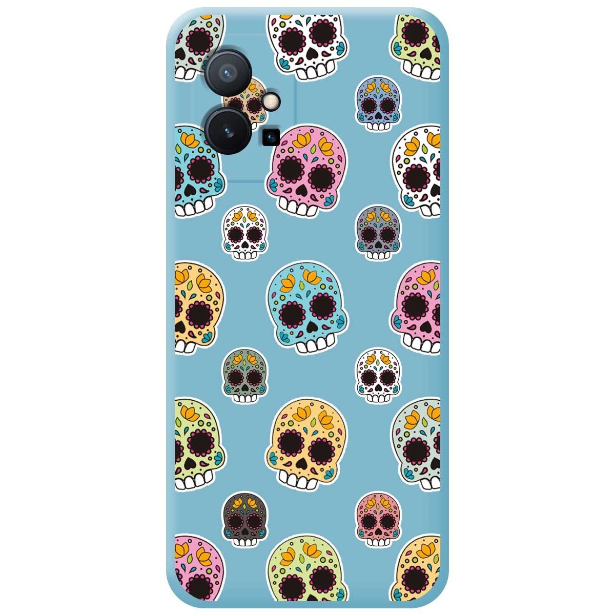 Funda Silicona Líquida Azul para Vivo Y55 5G diseño Catrina Dibujos