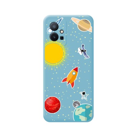 Funda Silicona Líquida Azul para Vivo Y55 5G diseño Espacio Dibujos