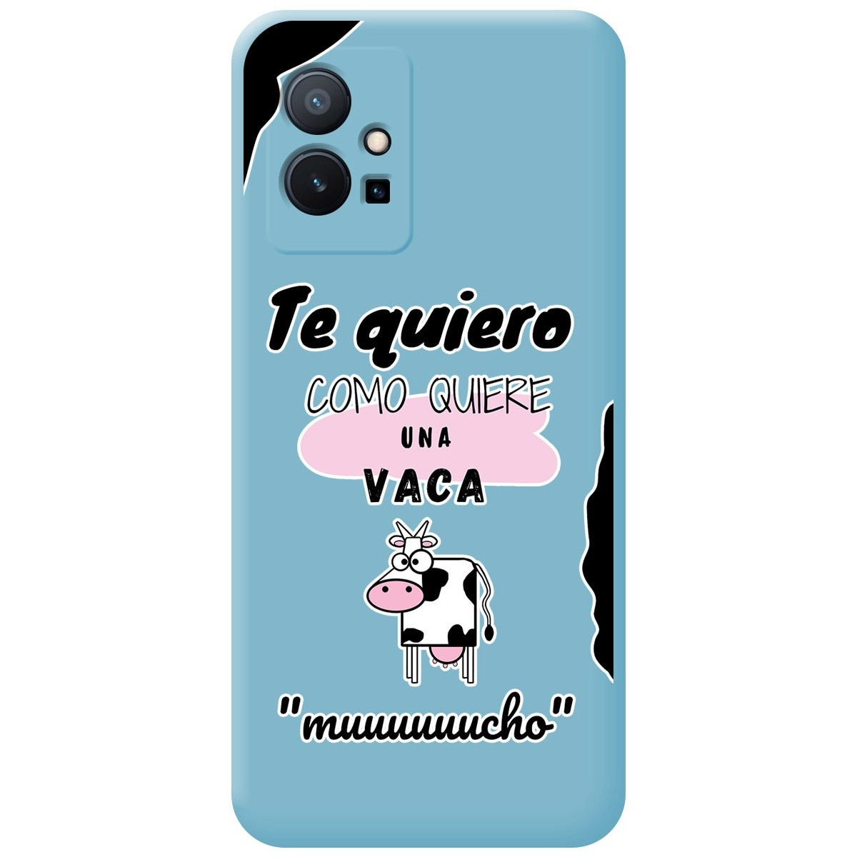 Funda Silicona Líquida Azul para Vivo Y55 5G diseño Vaca Dibujos