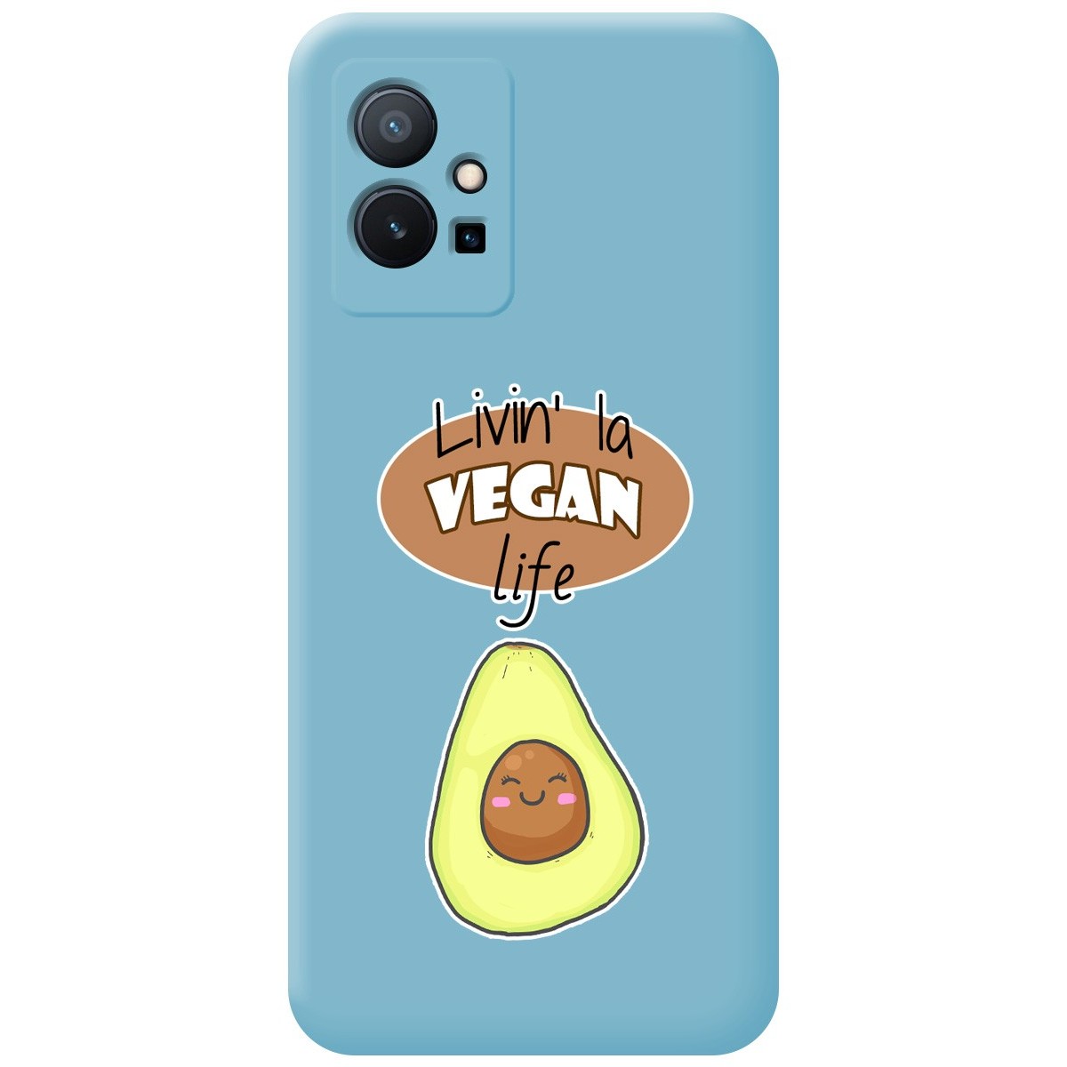Funda Silicona Líquida Azul para Vivo Y55 5G diseño Vegan Life Dibujos