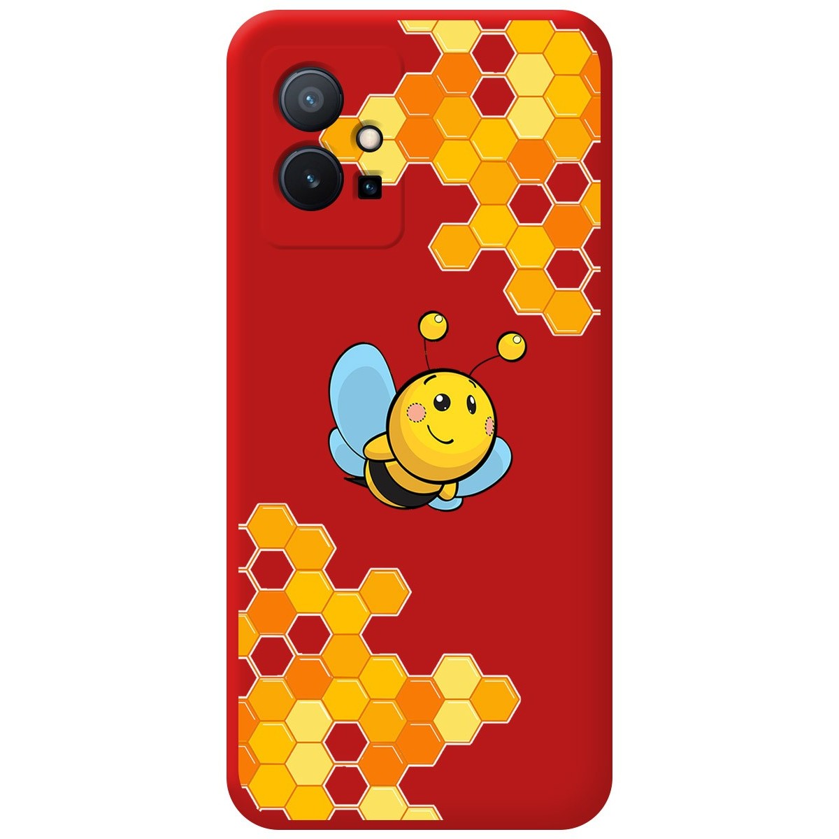 Funda Silicona Líquida Roja para Vivo Y55 5G diseño Abeja Dibujos
