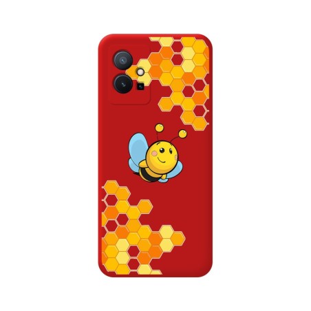 Funda Silicona Líquida Roja para Vivo Y55 5G diseño Abeja Dibujos
