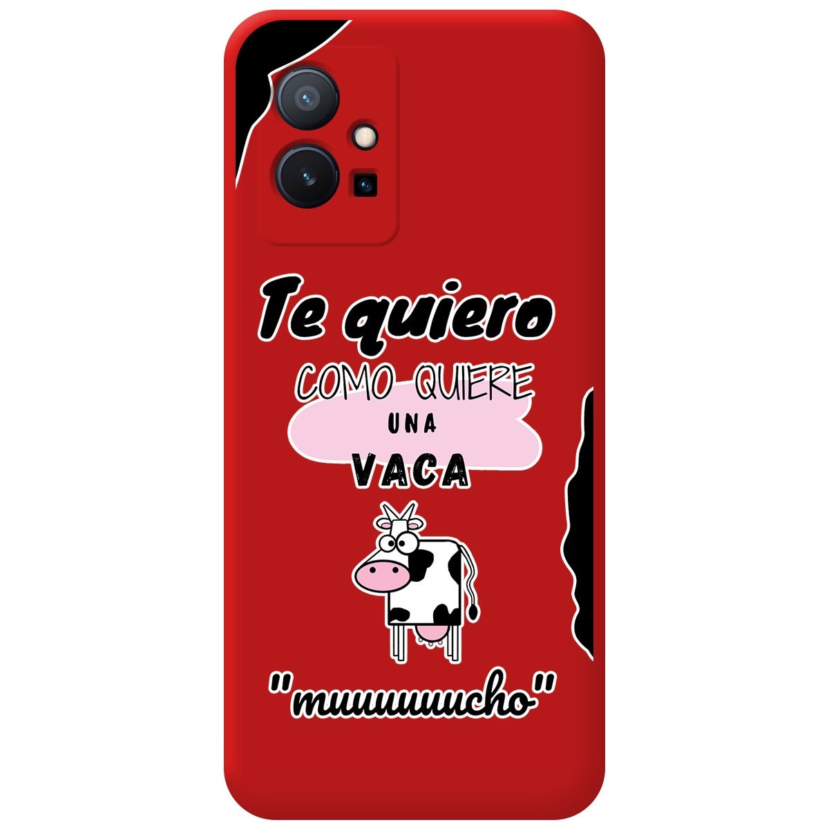Funda Silicona Líquida Roja para Vivo Y55 5G diseño Vaca Dibujos