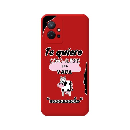 Funda Silicona Líquida Roja para Vivo Y55 5G diseño Vaca Dibujos