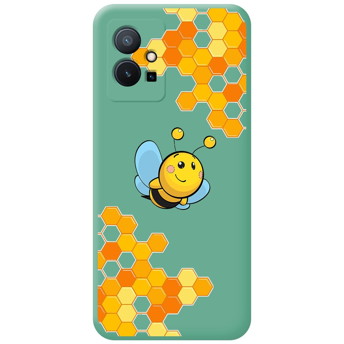 Funda Silicona Líquida Verde para Vivo Y55 5G diseño Abeja Dibujos