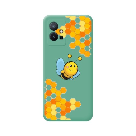 Funda Silicona Líquida Verde para Vivo Y55 5G diseño Abeja Dibujos