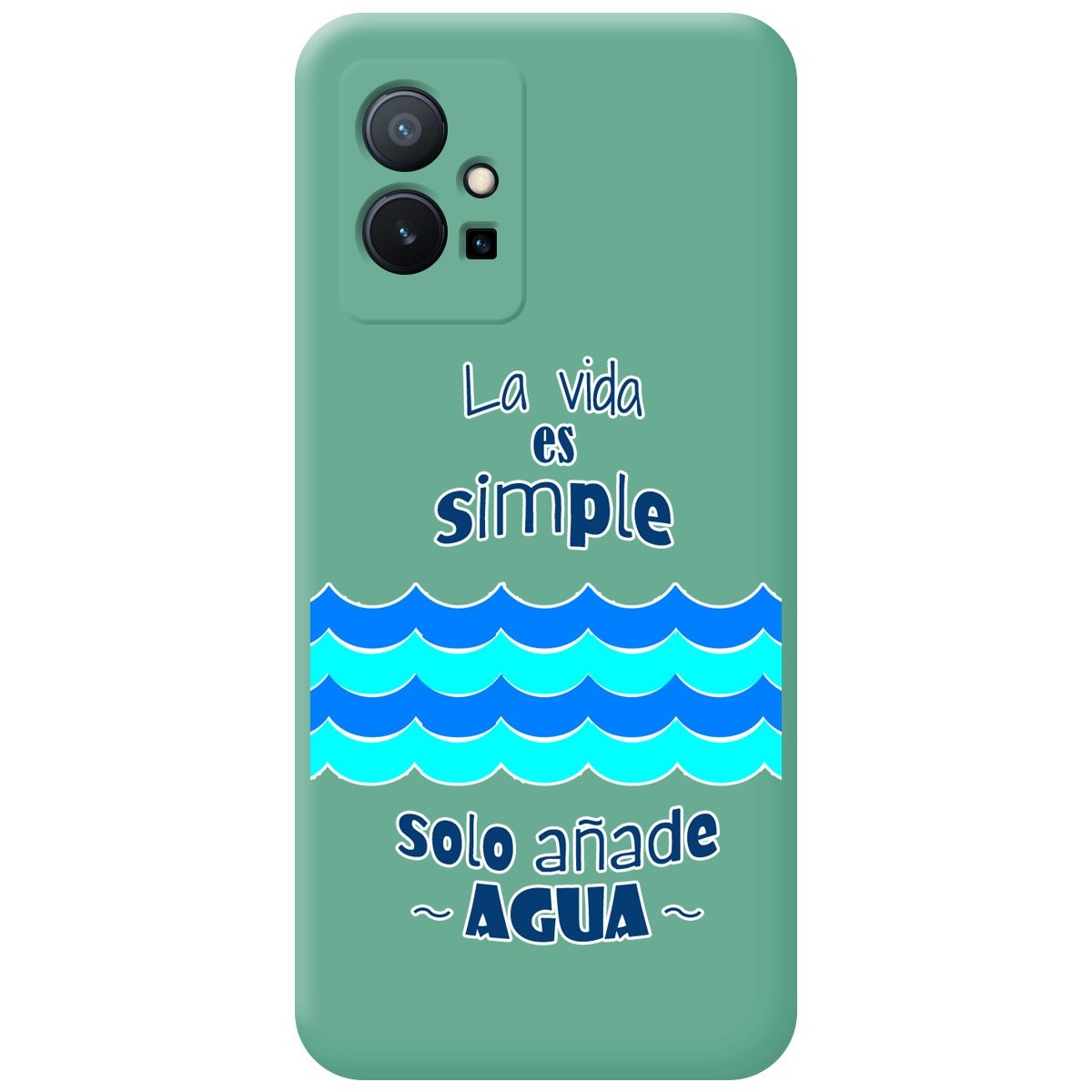 Funda Silicona Líquida Verde para Vivo Y55 5G diseño Agua Dibujos