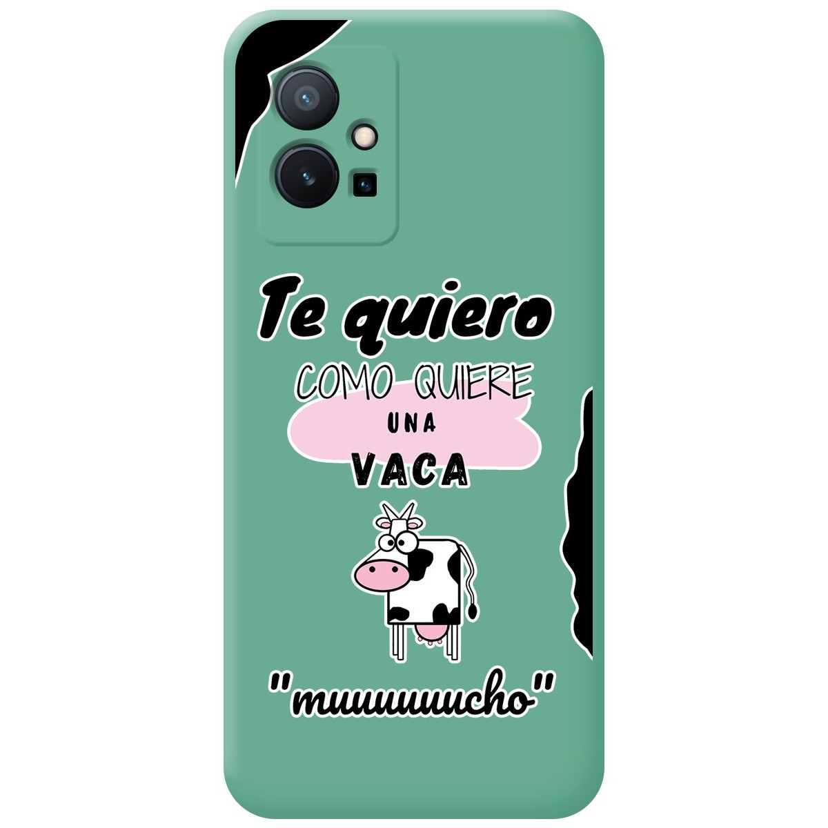 Funda Silicona Líquida Verde para Vivo Y55 5G diseño Vaca Dibujos
