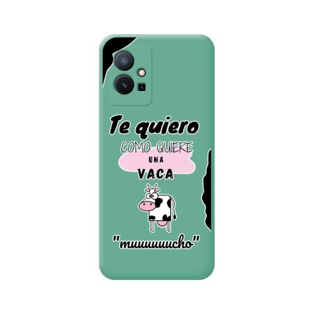 Funda Silicona Líquida Verde para Vivo Y55 5G diseño Vaca Dibujos