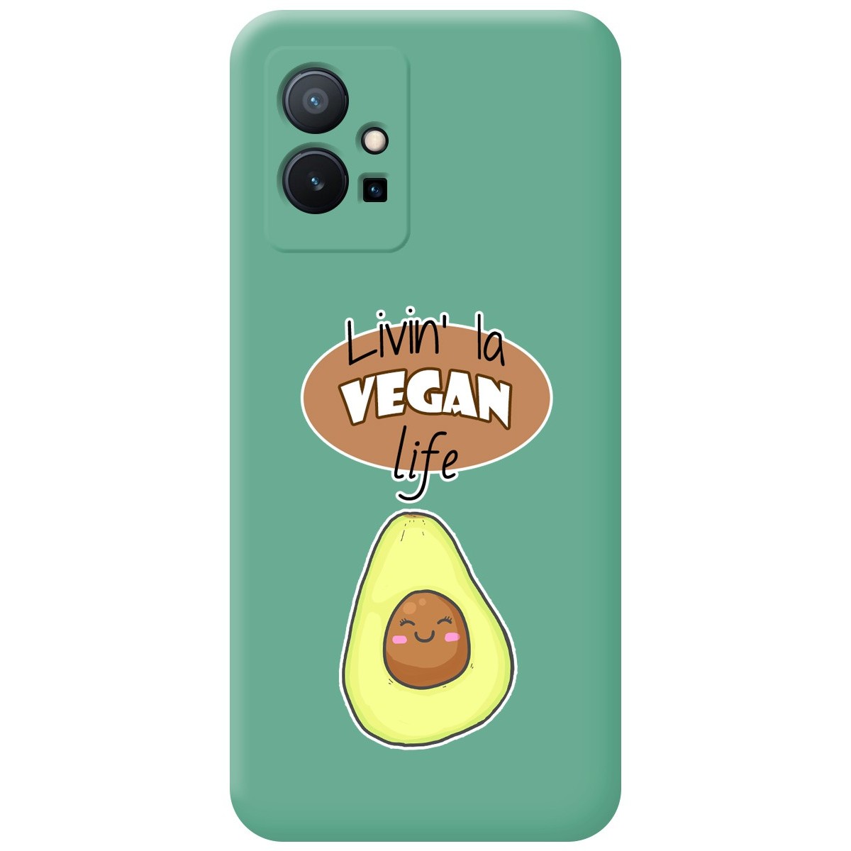 Funda Silicona Líquida Verde para Vivo Y55 5G diseño Vegan Life Dibujos