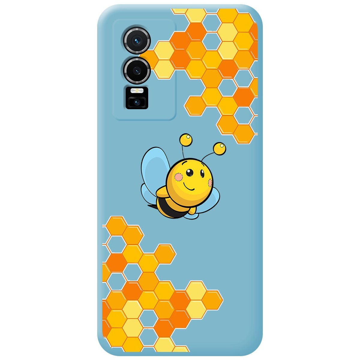 Funda Silicona Líquida Azul para Vivo Y76 5G diseño Abeja Dibujos