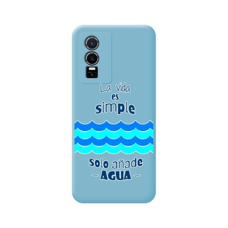 Funda Silicona Líquida Azul para Vivo Y76 5G diseño Agua Dibujos