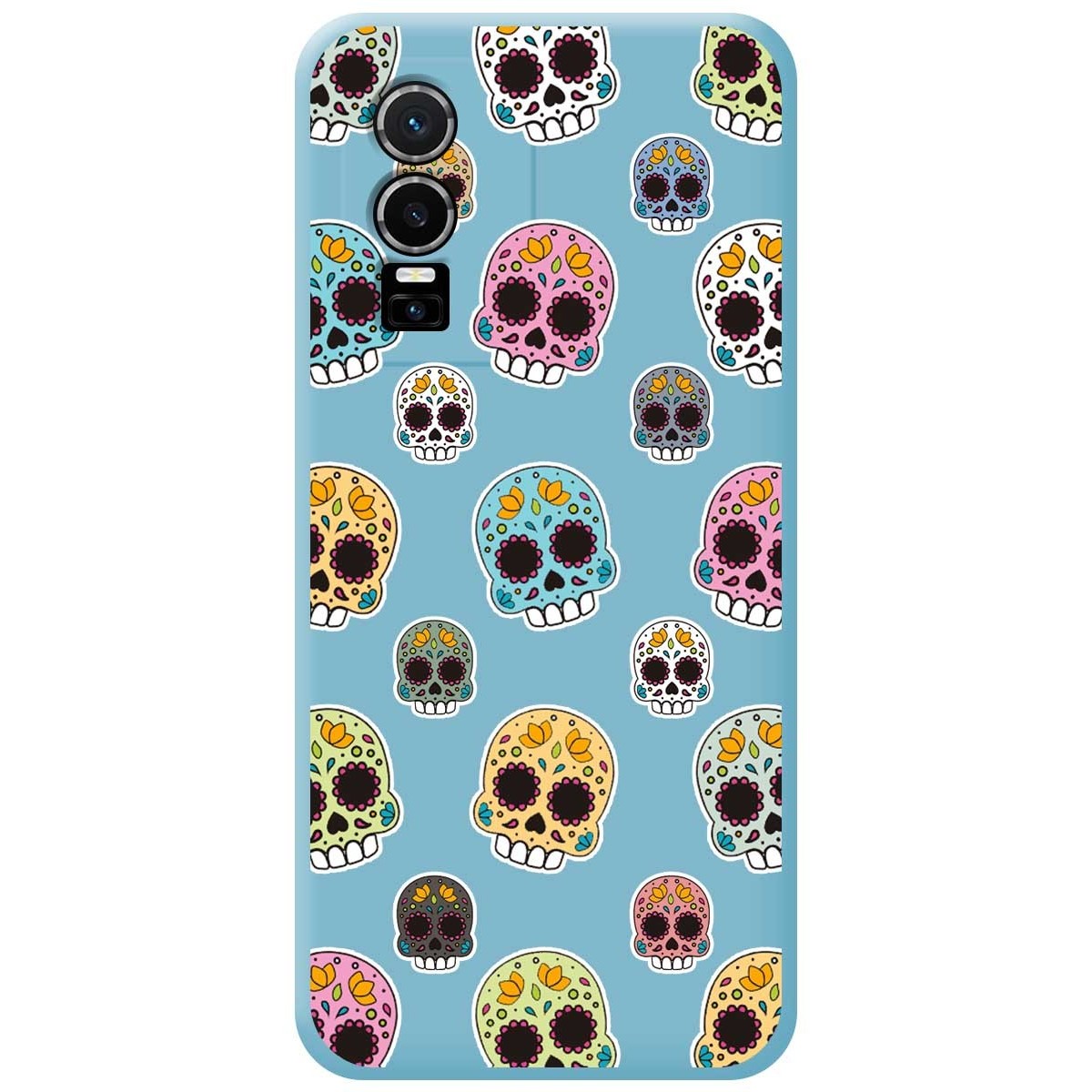 Funda Silicona Líquida Azul para Vivo Y76 5G diseño Catrina Dibujos