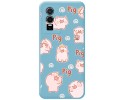 Funda Silicona Líquida Azul para Vivo Y76 5G diseño Cerdos Dibujos