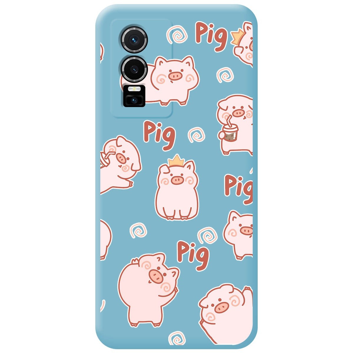 Funda Silicona Líquida Azul para Vivo Y76 5G diseño Cerdos Dibujos