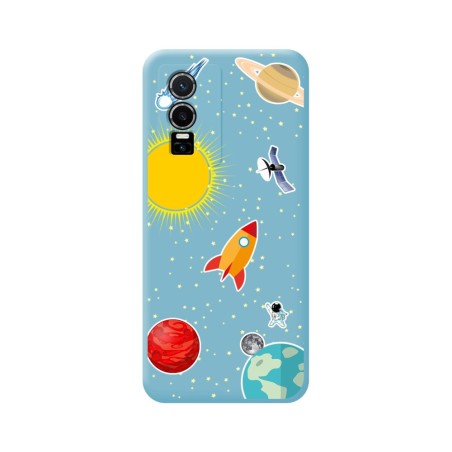Funda Silicona Líquida Azul para Vivo Y76 5G diseño Espacio Dibujos