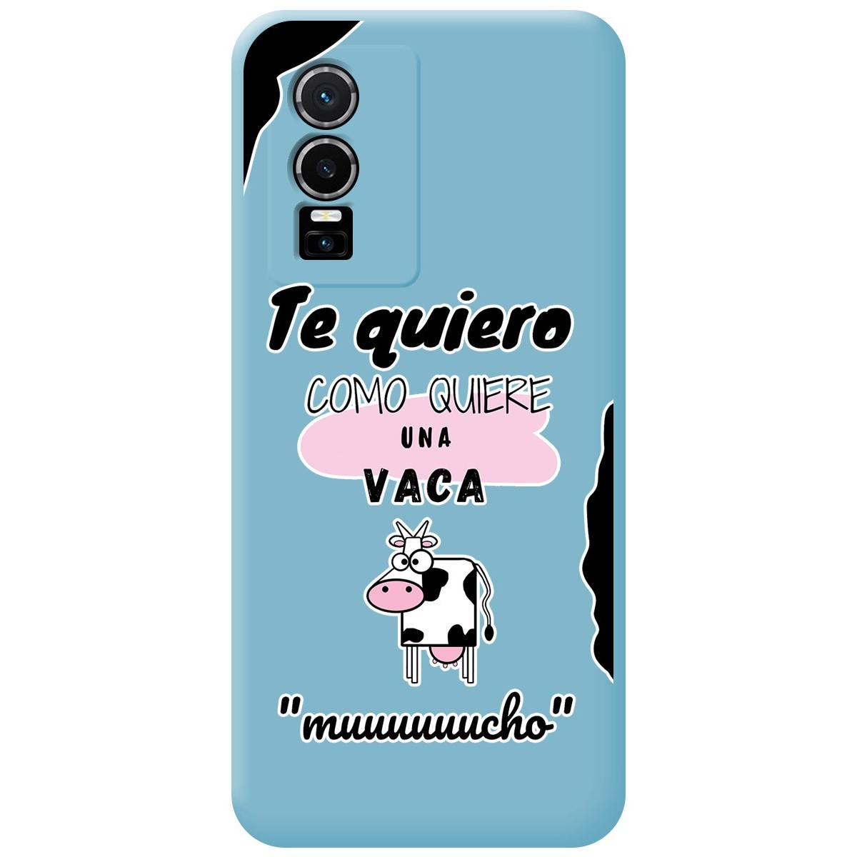 Funda Silicona Líquida Azul para Vivo Y76 5G diseño Vaca Dibujos
