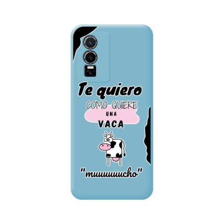 Funda Silicona Líquida Azul para Vivo Y76 5G diseño Vaca Dibujos