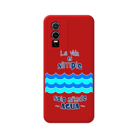 Funda Silicona Líquida Roja para Vivo Y76 5G diseño Agua Dibujos