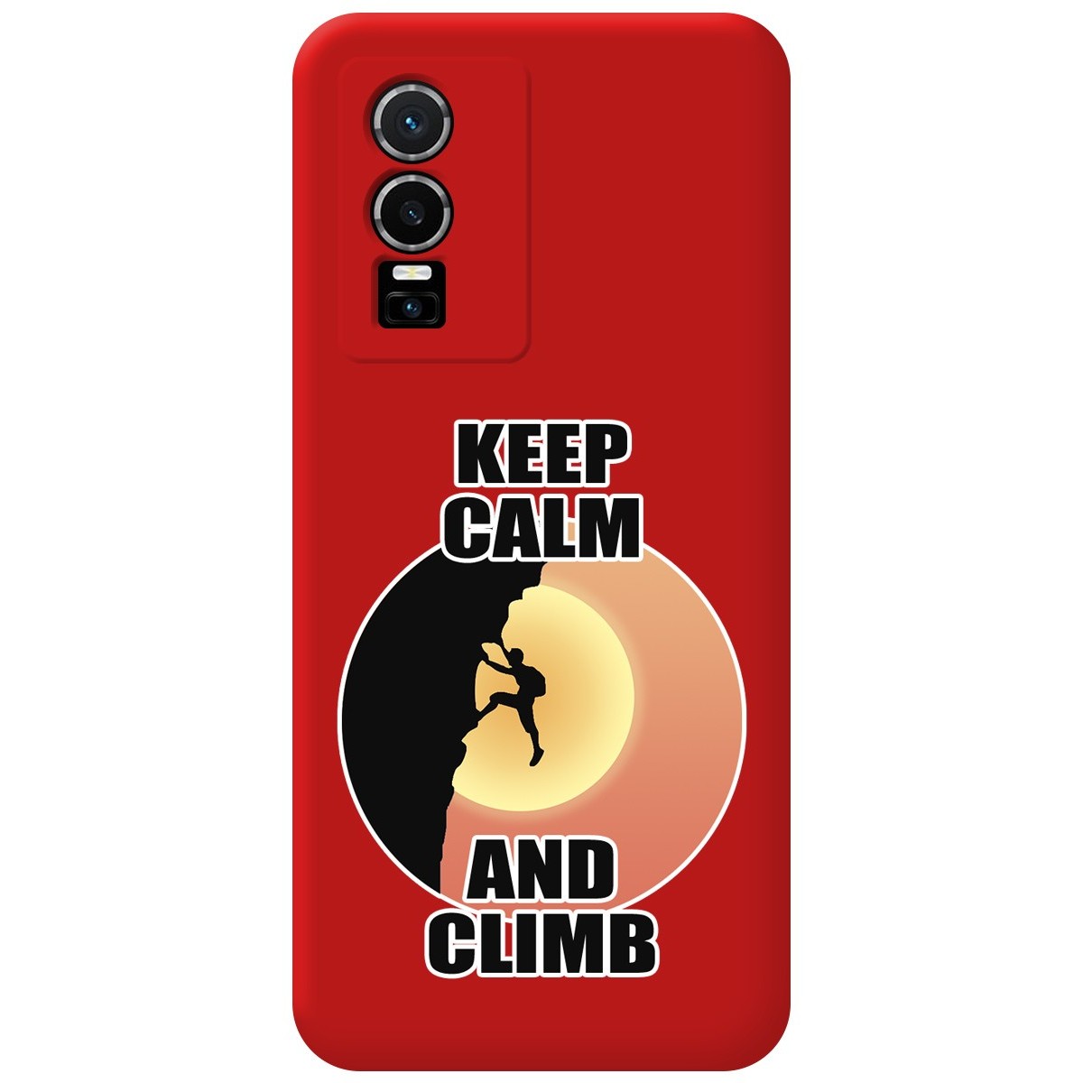 Funda Silicona Líquida Roja para Vivo Y76 5G diseño Hombre Escalada Dibujos