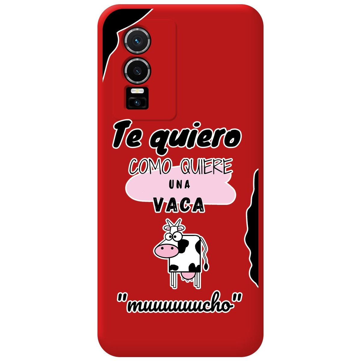 Funda Silicona Líquida Roja para Vivo Y76 5G diseño Vaca Dibujos