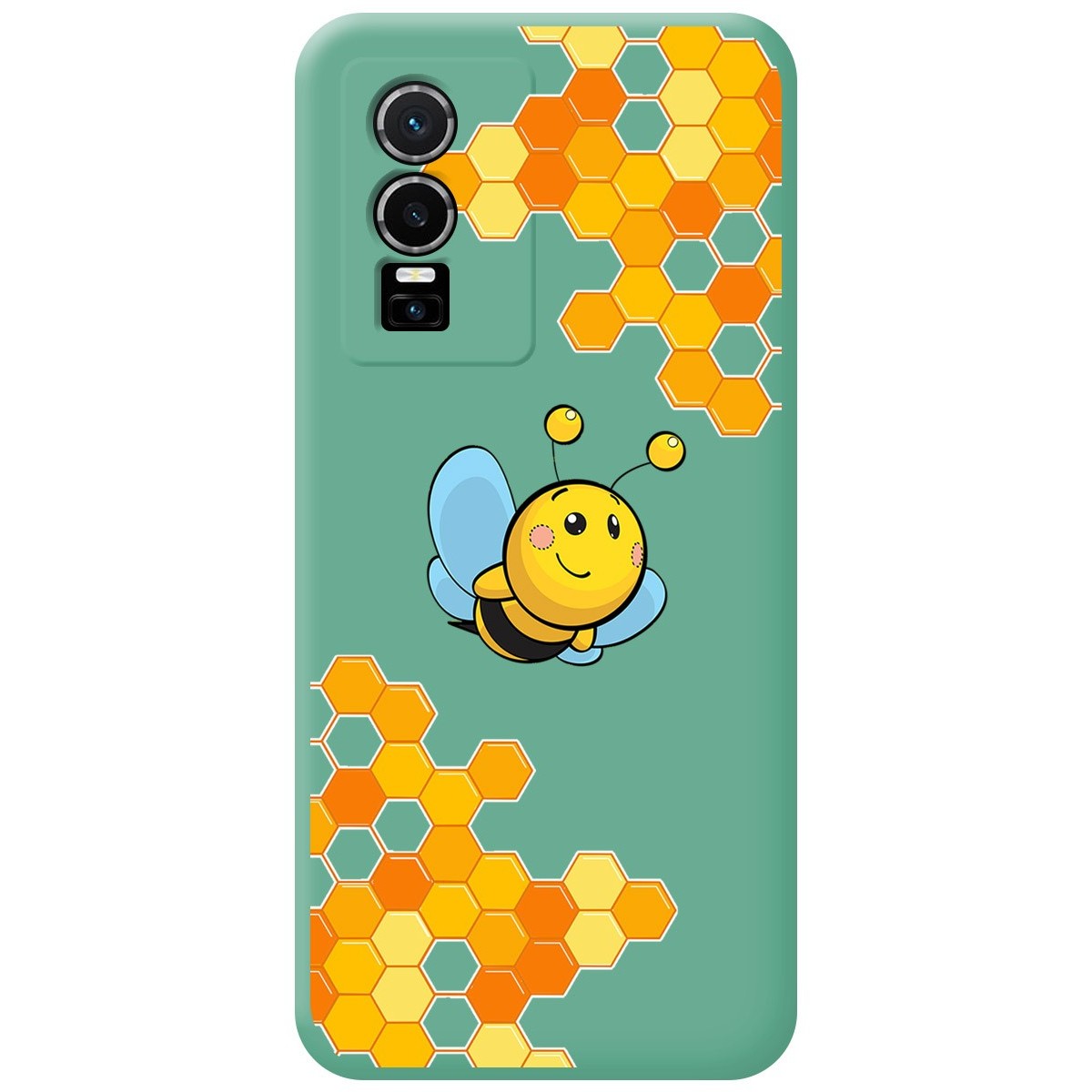 Funda Silicona Líquida Verde para Vivo Y76 5G diseño Abeja Dibujos