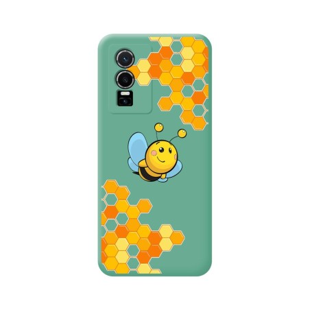 Funda Silicona Líquida Verde para Vivo Y76 5G diseño Abeja Dibujos
