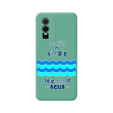 Funda Silicona Líquida Verde para Vivo Y76 5G diseño Agua Dibujos