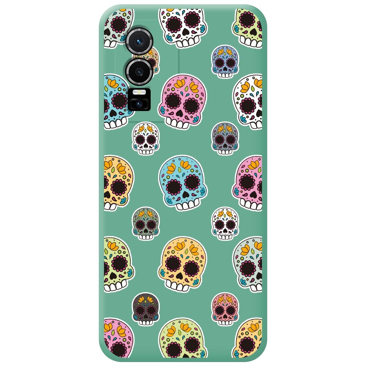 Funda Silicona Líquida Verde para Vivo Y76 5G diseño Catrina Dibujos