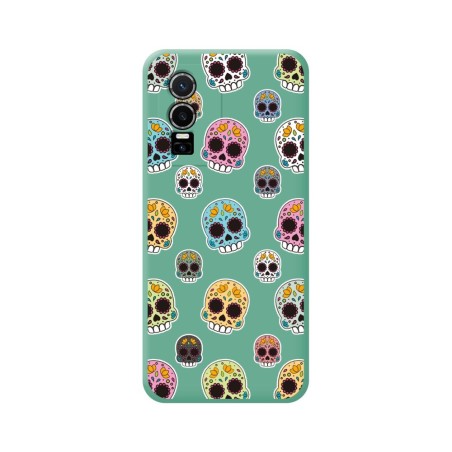 Funda Silicona Líquida Verde para Vivo Y76 5G diseño Catrina Dibujos
