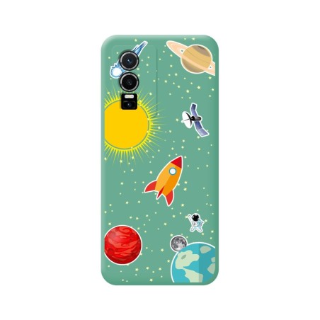 Funda Silicona Líquida Verde para Vivo Y76 5G diseño Espacio Dibujos