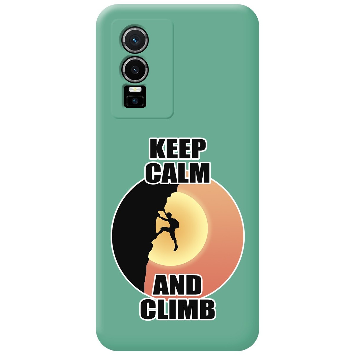 Funda Silicona Líquida Verde para Vivo Y76 5G diseño Hombre Escalada Dibujos