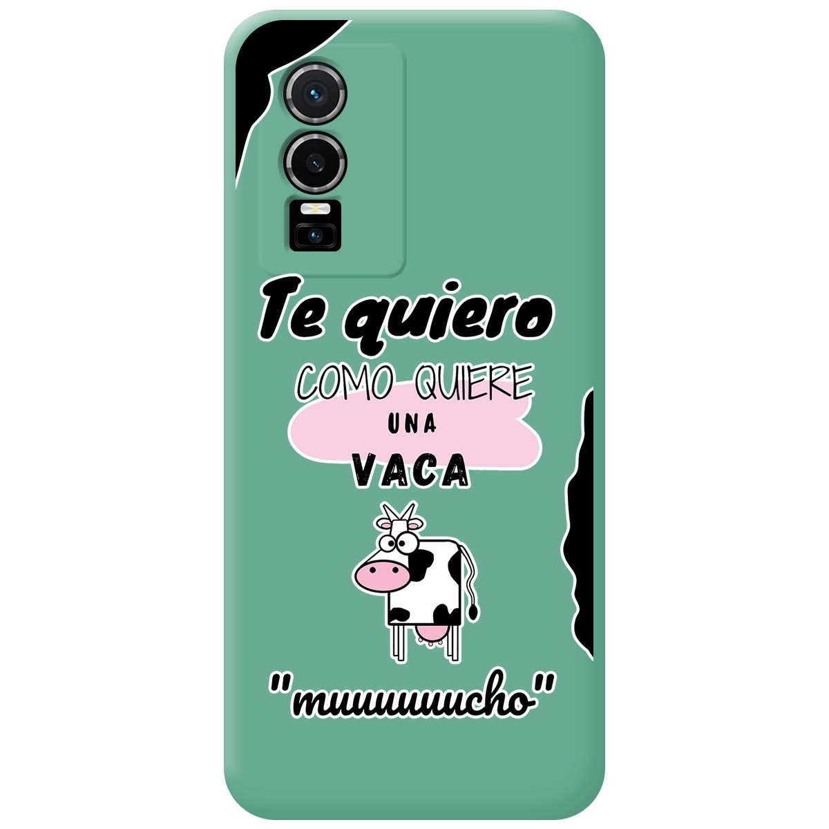 Funda Silicona Líquida Verde para Vivo Y76 5G diseño Vaca Dibujos