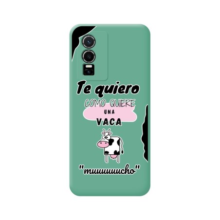 Funda Silicona Líquida Verde para Vivo Y76 5G diseño Vaca Dibujos
