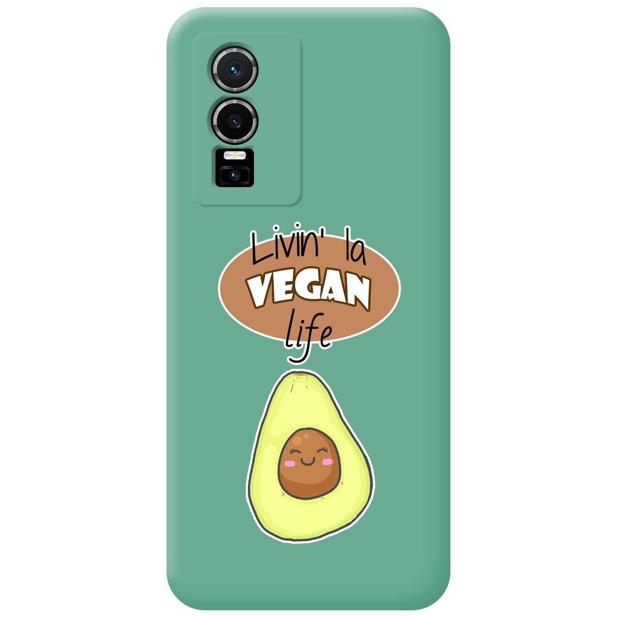 Funda Silicona Líquida Verde para Vivo Y76 5G diseño Vegan Life Dibujos