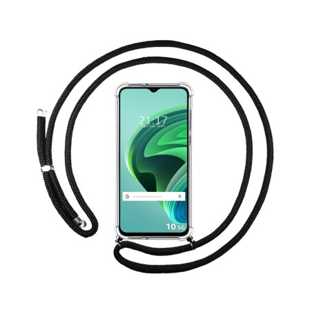 Funda Colgante Transparente para Xiaomi Redmi 10 5G con Cordon Negro