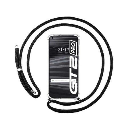 Funda Colgante Transparente para Realme GT 2 Pro 5G con Cordon Negro
