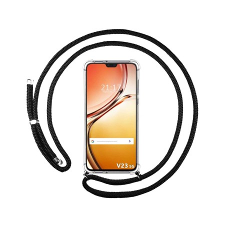Funda Colgante Transparente para Vivo V23 5G con Cordon Negro