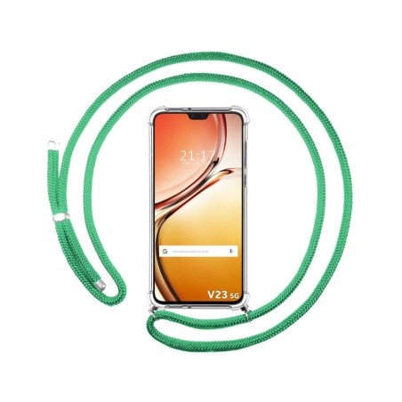 Funda Colgante Transparente para Vivo V23 5G con Cordon Verde Agua