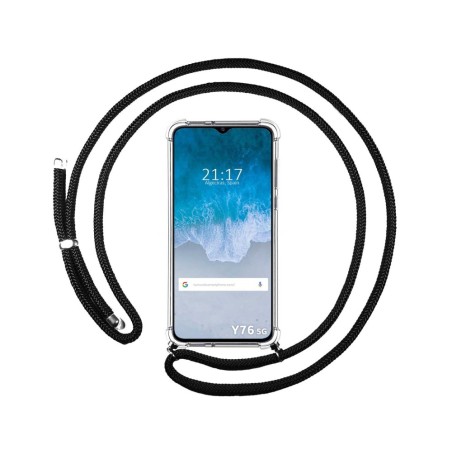 Funda Colgante Transparente para Vivo Y76 5G con Cordon Negro