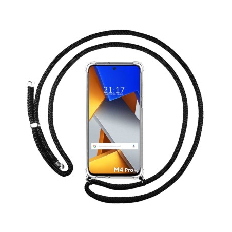 Funda Colgante Transparente para Xiaomi POCO M4 Pro 4G con Cordon Negro