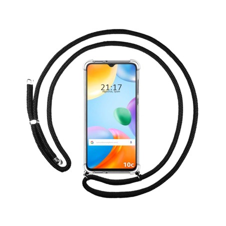 Funda Colgante Transparente para Xiaomi Redmi 10C con Cordon Negro