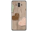 Funda Gel Tpu para Huawei Mate 10  Diseño Corazones Madera Dibujos