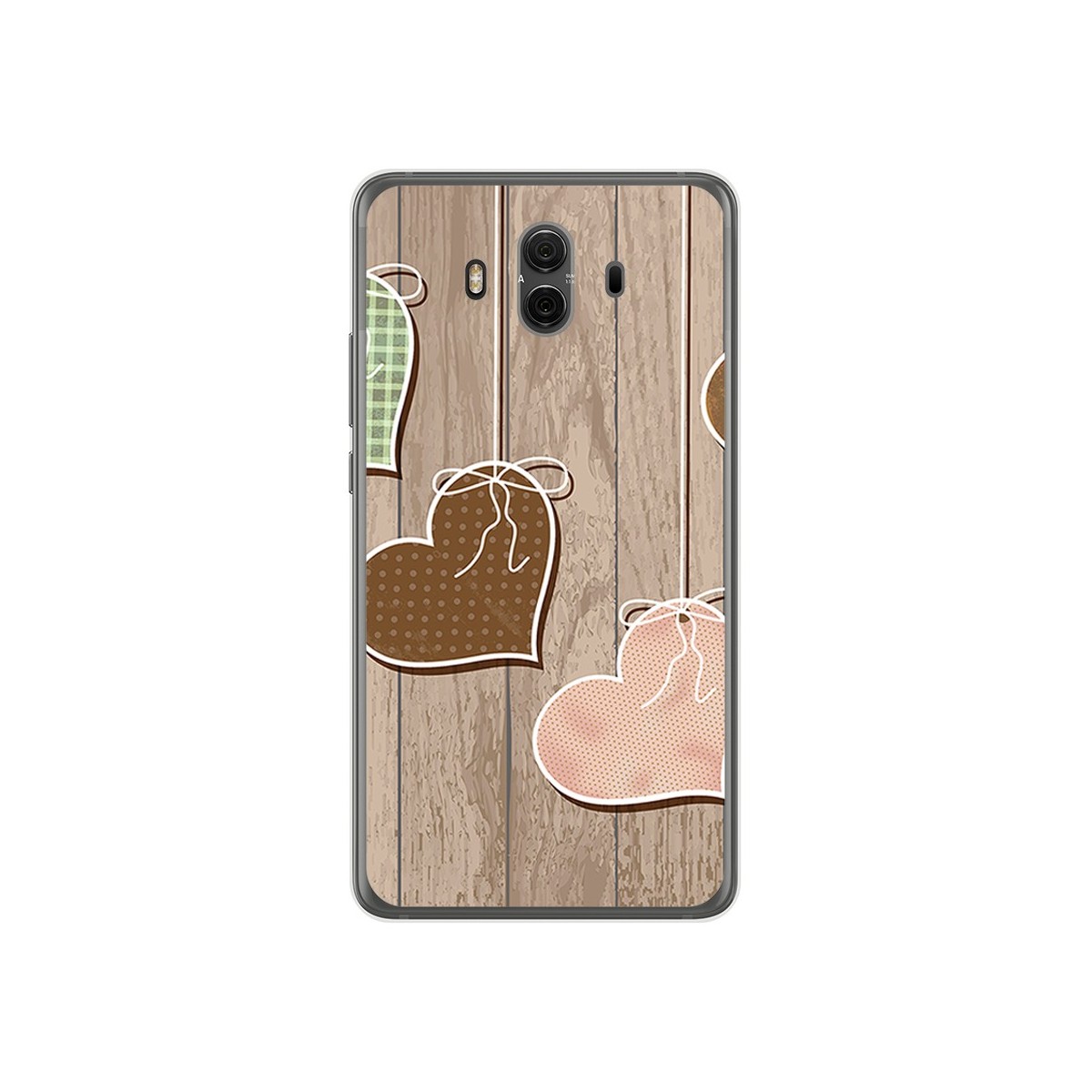Funda Gel Tpu para Huawei Mate 10  Diseño Corazones Madera Dibujos