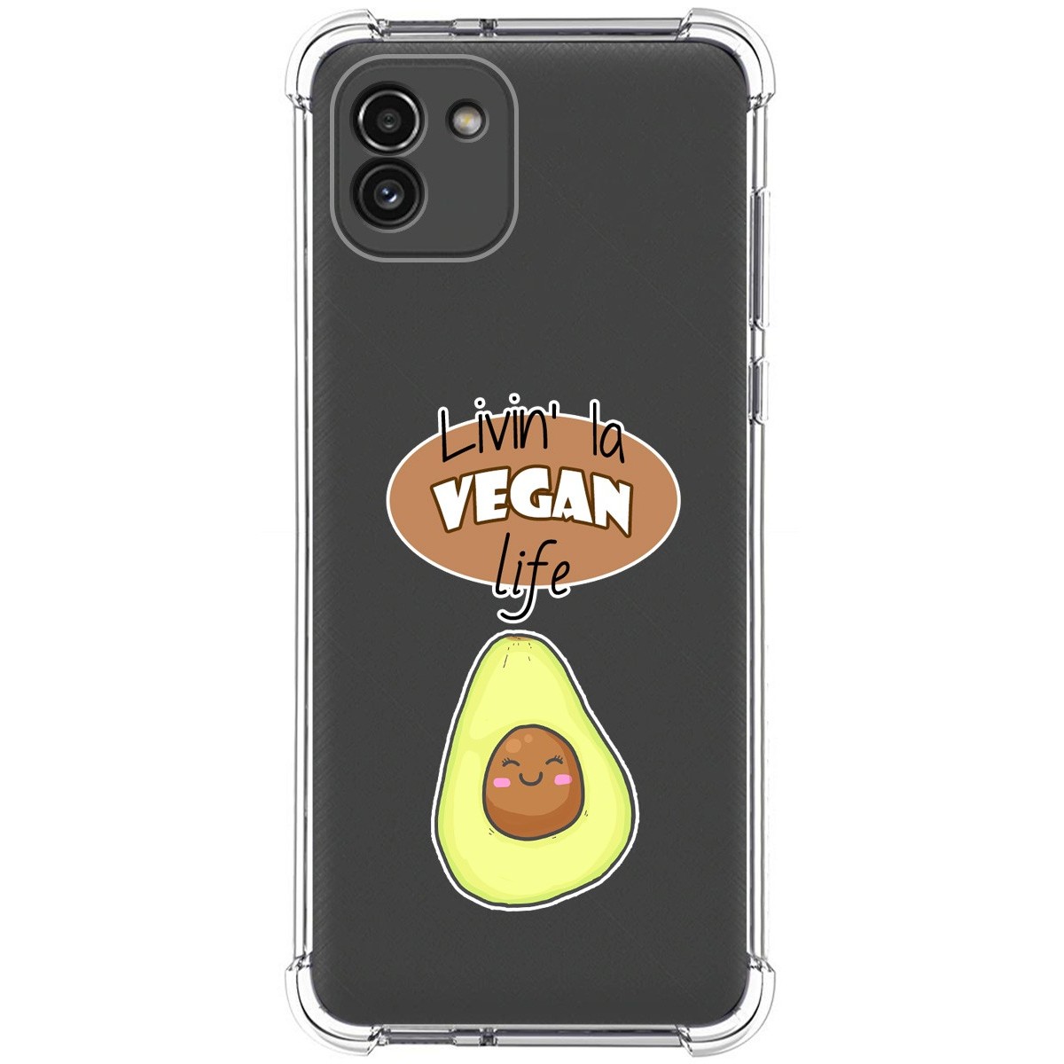 Funda Silicona Antigolpes para Samsung Galaxy A03 diseño Vegan Life Dibujos